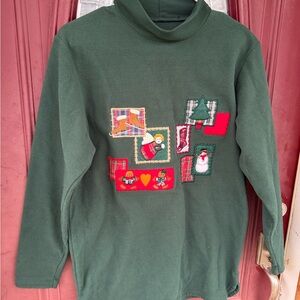 Green Holiday Patchwork Fleece Pullover